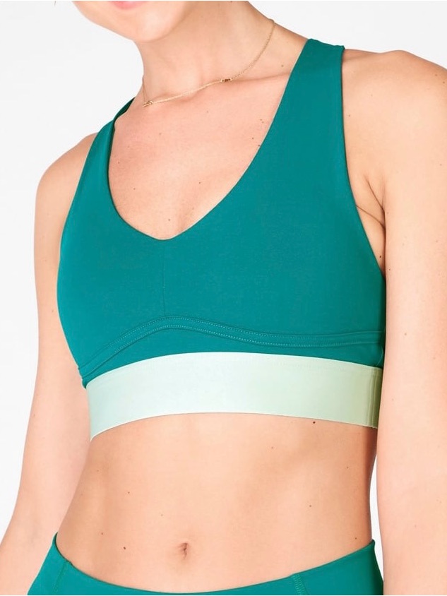 Fabletics Teal & Mint V-Neck Sports Bra